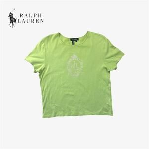 Green Ralph Lauren rhinestone logo Y2K tee - size large